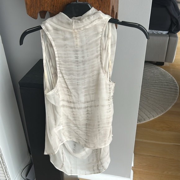 MAGGIE WARD Women's Cream Sheer Drape Neck Sleeveless Top Size S - Picture 4 of 11